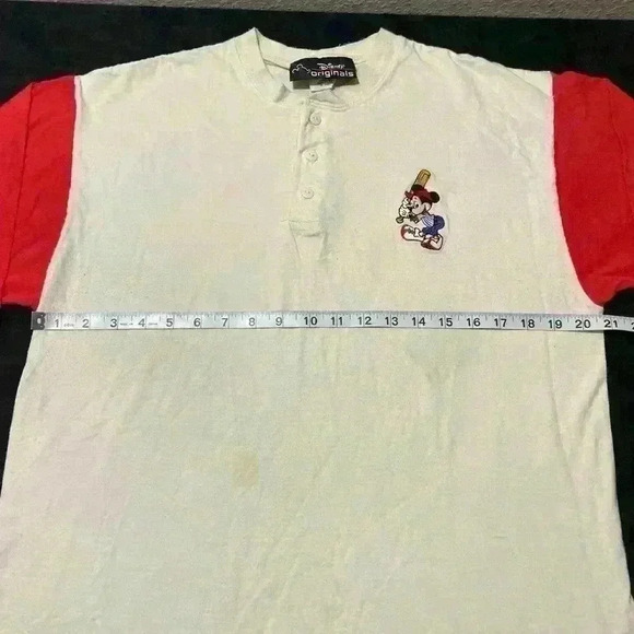 VTG Disney Originals Mickey Mouse Embroidered Baseball 3/4 Raglan Shirt L - Picture 6 of 13